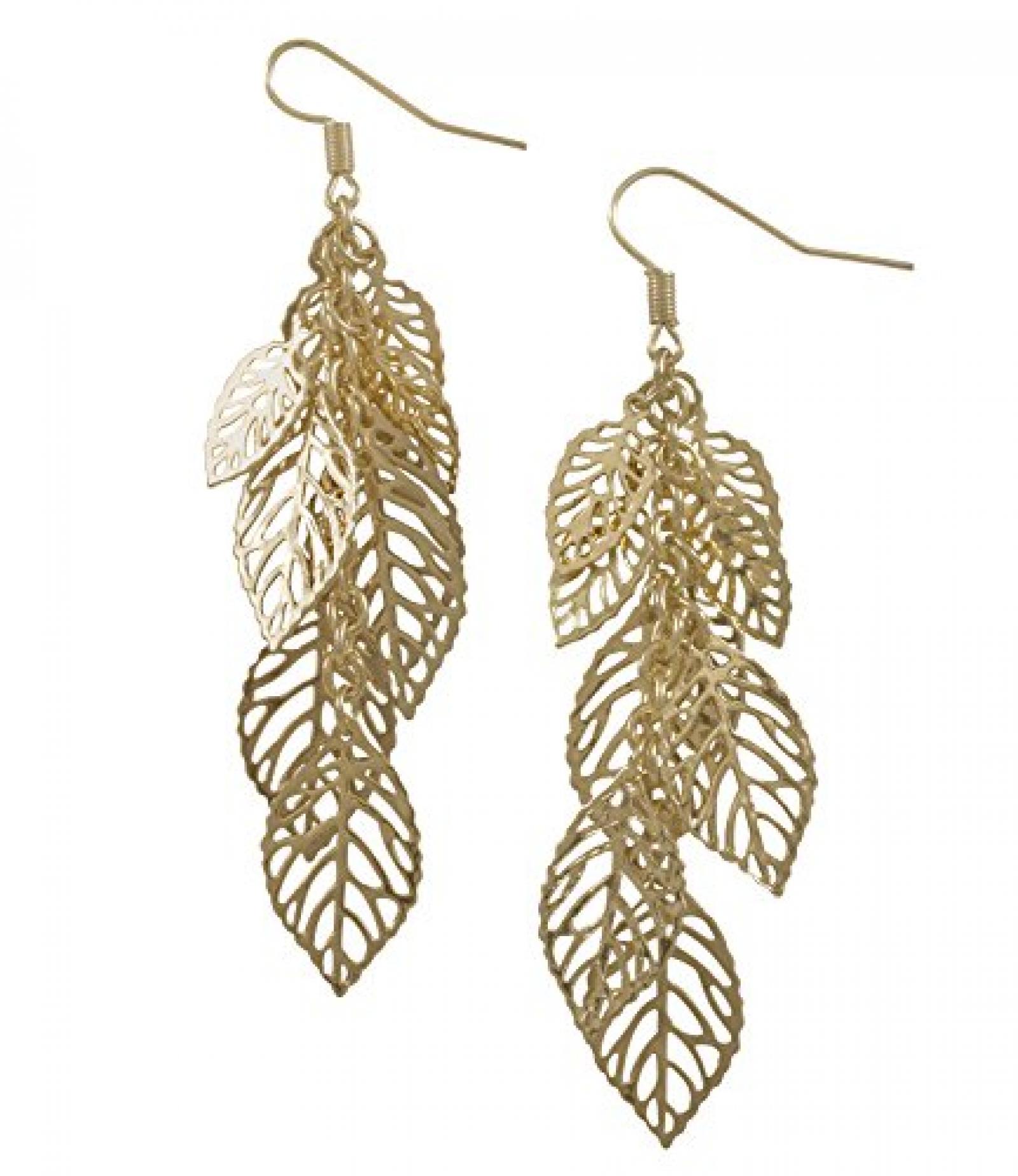 SIX "Sweet Autumn" goldene Ohrh&auml;nger mit filigranen Bl&auml;ttern (387-990) 